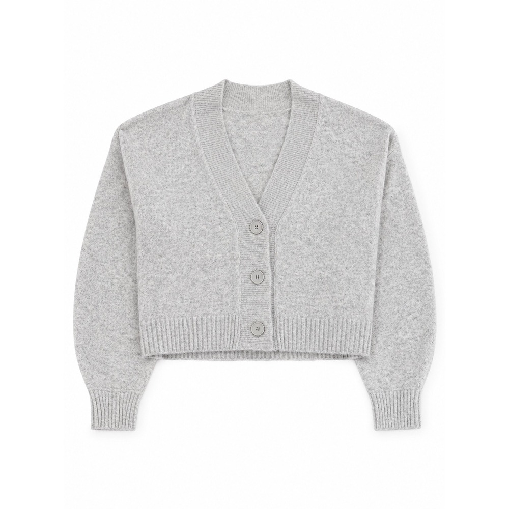 American Eagle Gray Cropped V-Neck Button Front Cardigan Sweater Size M